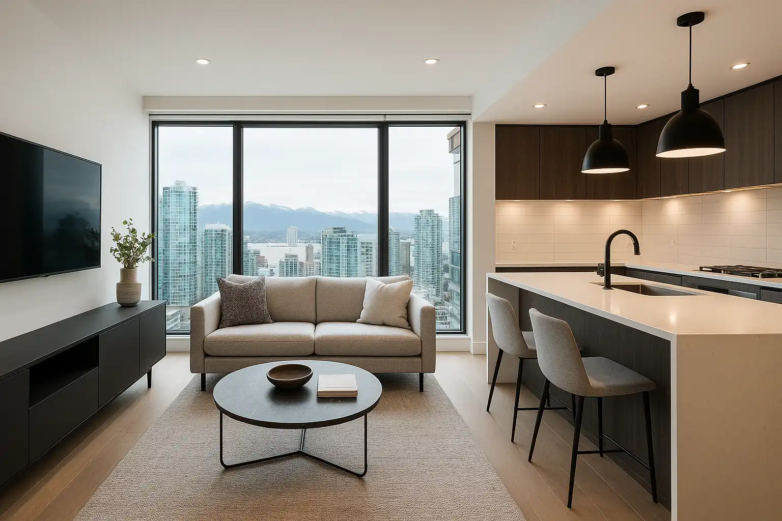 Modern living room renovation Vancouver