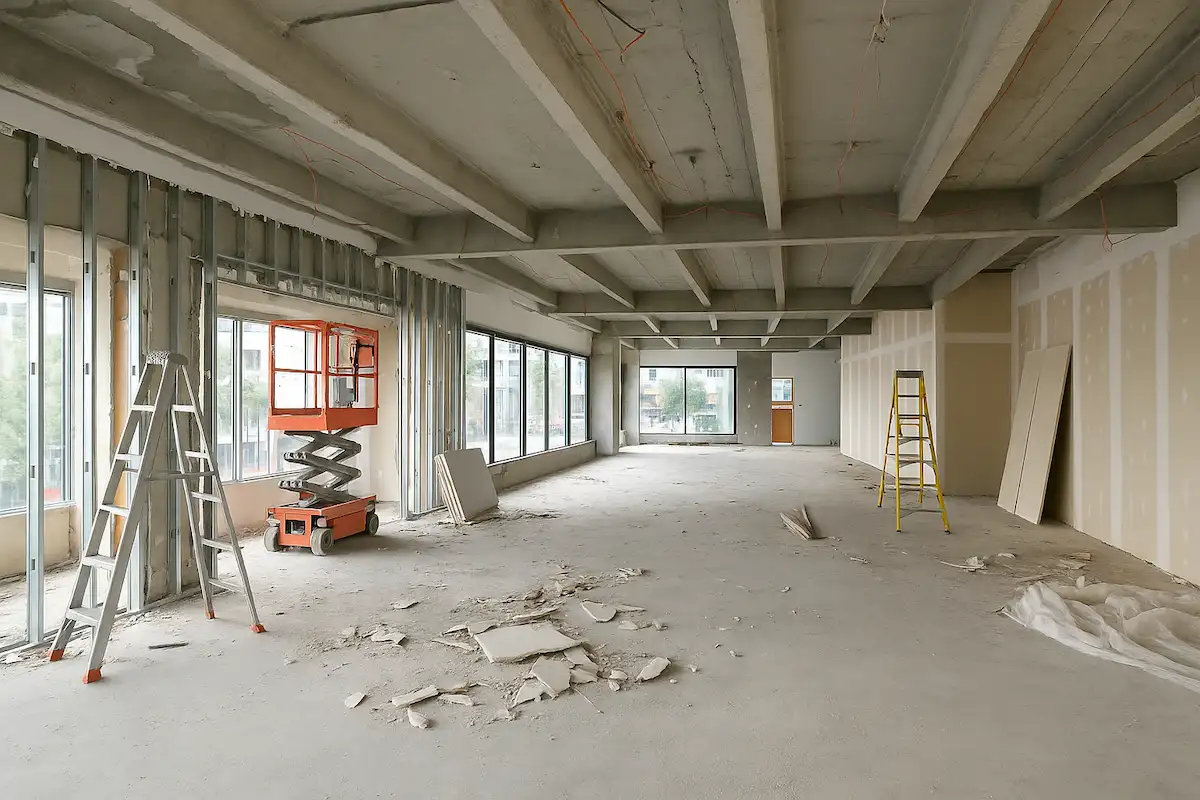 Commercial tenant improvement with modern millwork and lighting