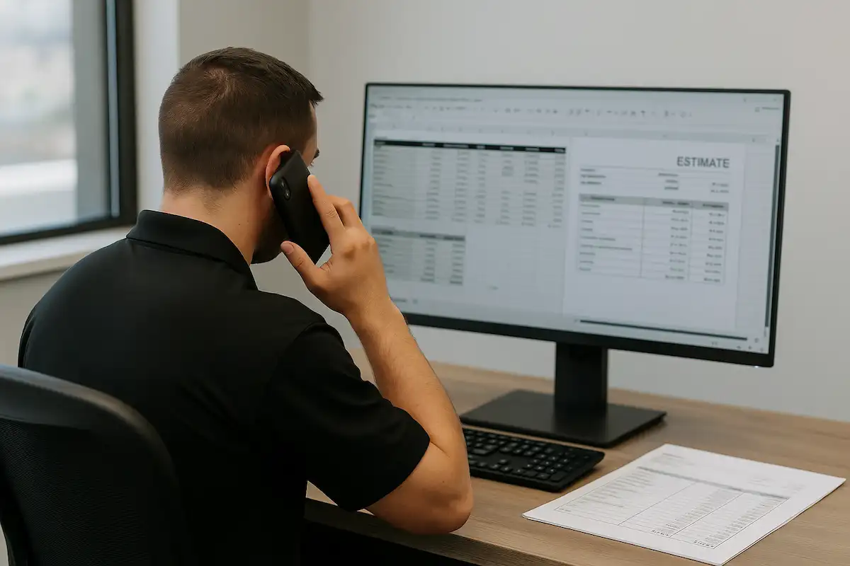 Construction manager overseeing project