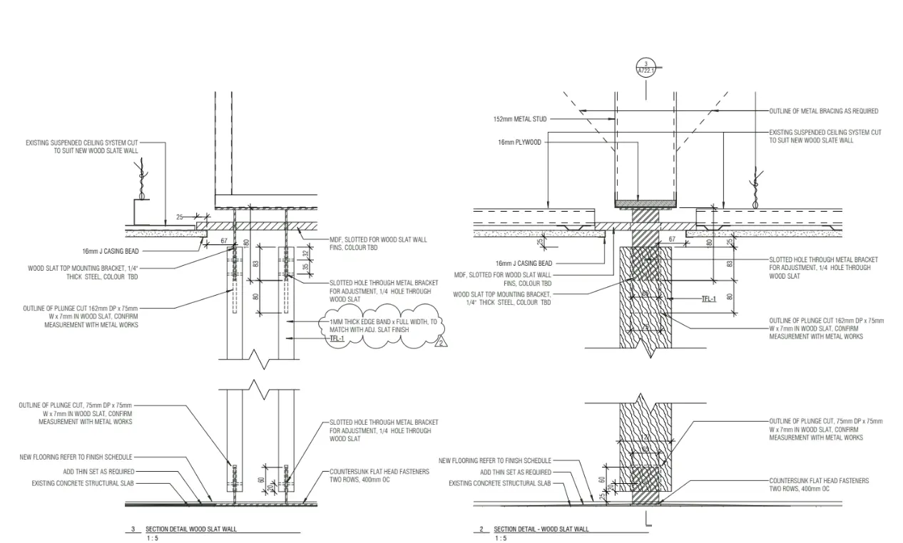 Architectural wall section detail drafting