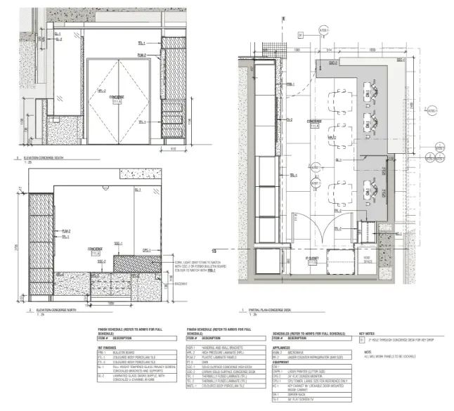 Architectural permit set drafting sheets