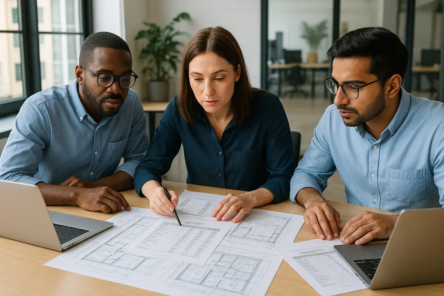 Team reviewing a pre-construction budget package
