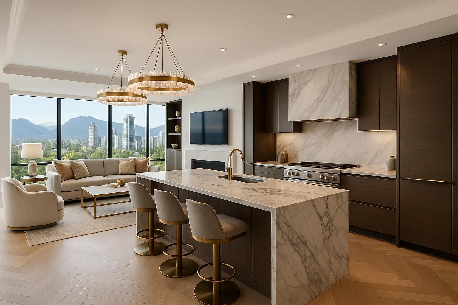 Modern Metro Contracting residential renovation — kitchen and living space in Vancouver